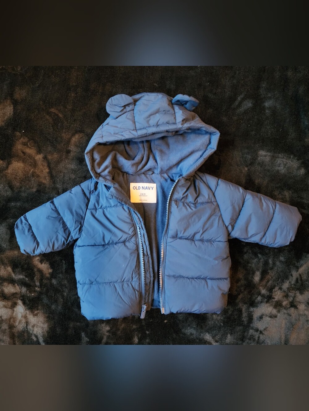 Old Navy Toddler Blue Hooded Puffer Jacket with Ear Accent